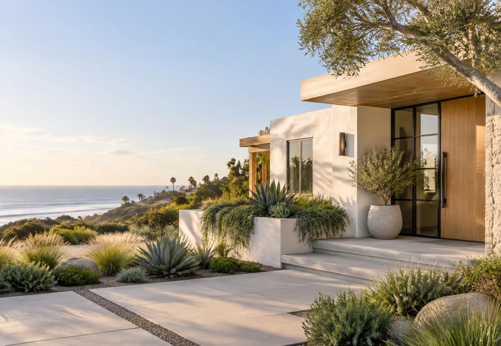 Clean modern coastal home overlooking the ocean in Encinitas